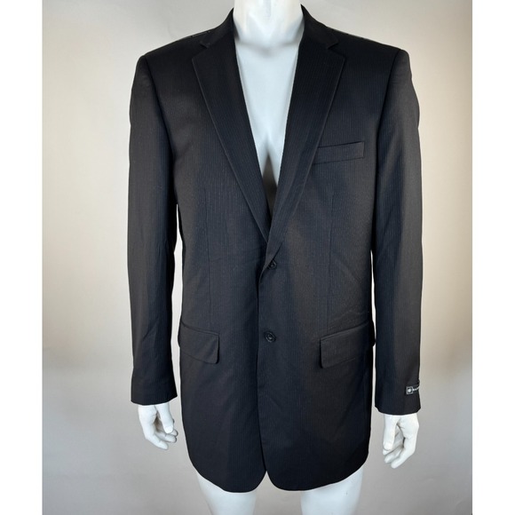 Bachrach 2Pc Wool 2-Button Jacket & Pants Suit Set Mens 44L NWT Lined Black